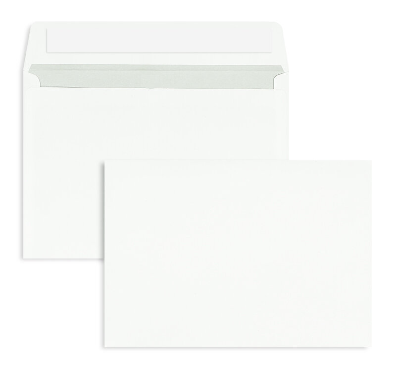 enveloppes blanc 114 x 162 mm (c6) | 80 g/m² offset | sans fenêtre | fermeture adhésive | rabat droit | 1000 pièces