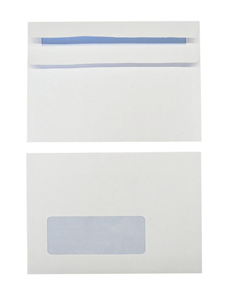 enveloppes blanc 114 x 162 mm (c6) | 90 g/m² offset | avec fenêtre | fermeture autocollante | rabat droit | 1000 pièces