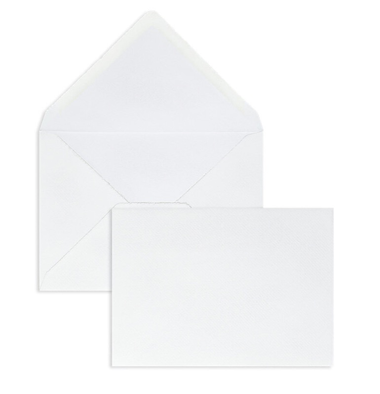 enveloppes blanc (blanc côtelé) 114 x 162 mm (c6) | 135 g/m² bord frangeux | sans fenêtre | fermeture gommée | rabat pointu | 100 pièces