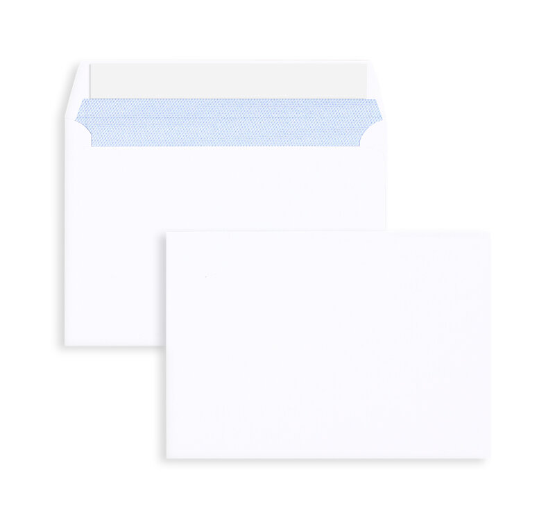 enveloppes blanc (blanc d'hiver) 114 x 162 mm (c6) | 120 g/m² offset | sans fenêtre | fermeture adhésive | rabat droit | 500 pièces