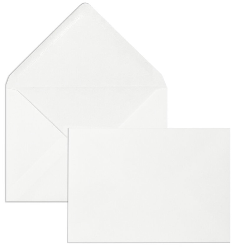 enveloppes blanc (blanc naturel) 114 x 162 mm (c6) | 120 g/m² coton | sans fenêtre | fermeture gommée | rabat pointu | 100 pièces