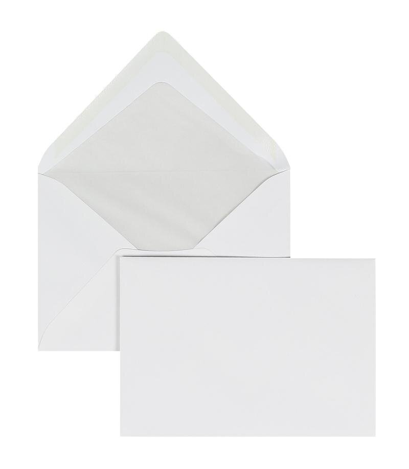 enveloppes blanc (glacier) 114 x 162 mm (c6) | 100 g/m² colambo mat | sans fenêtre | fermeture gommée | rabat pointu | 100 pièces