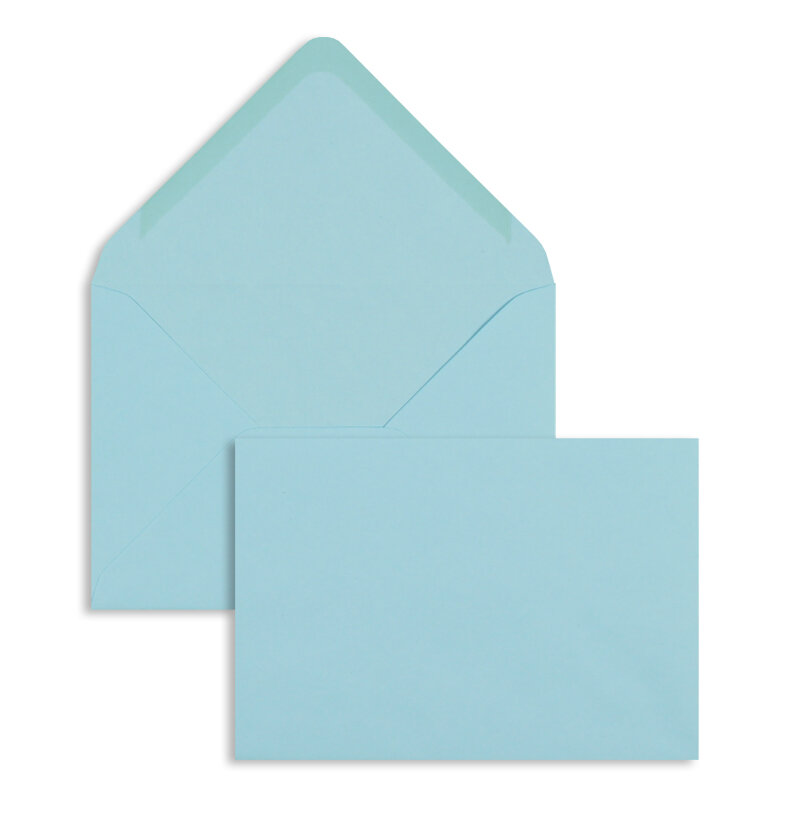 enveloppes colorées bleu (bleu clair) 114 x 162 mm (c6) | 100 g/qm offset | sans fenêtre | fermeture gommée | rabat pointu | 100 pièces