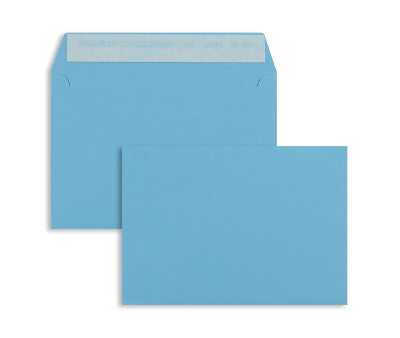 enveloppes colorées bleu (bleu intense) 114 x 162 mm (c6) | 120 g/m² offset | sans fenêtre | fermeture adhésive | rabat droit | 100 pièces