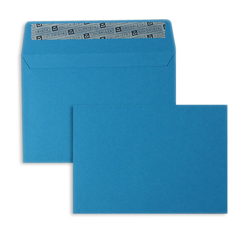 enveloppes colorées bleu (bleu roi) 114 x 162 mm (c6) | 120 g/m² colorista | sans fenêtre | fermeture adhésive | rabat droit | 100 pièces