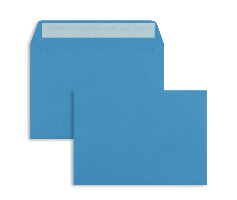 enveloppes colorées bleu (bleu roi) 114 x 162 mm (c6) | 120 g/m² offset | sans fenêtre | fermeture adhésive | rabat droit | 100 pièces