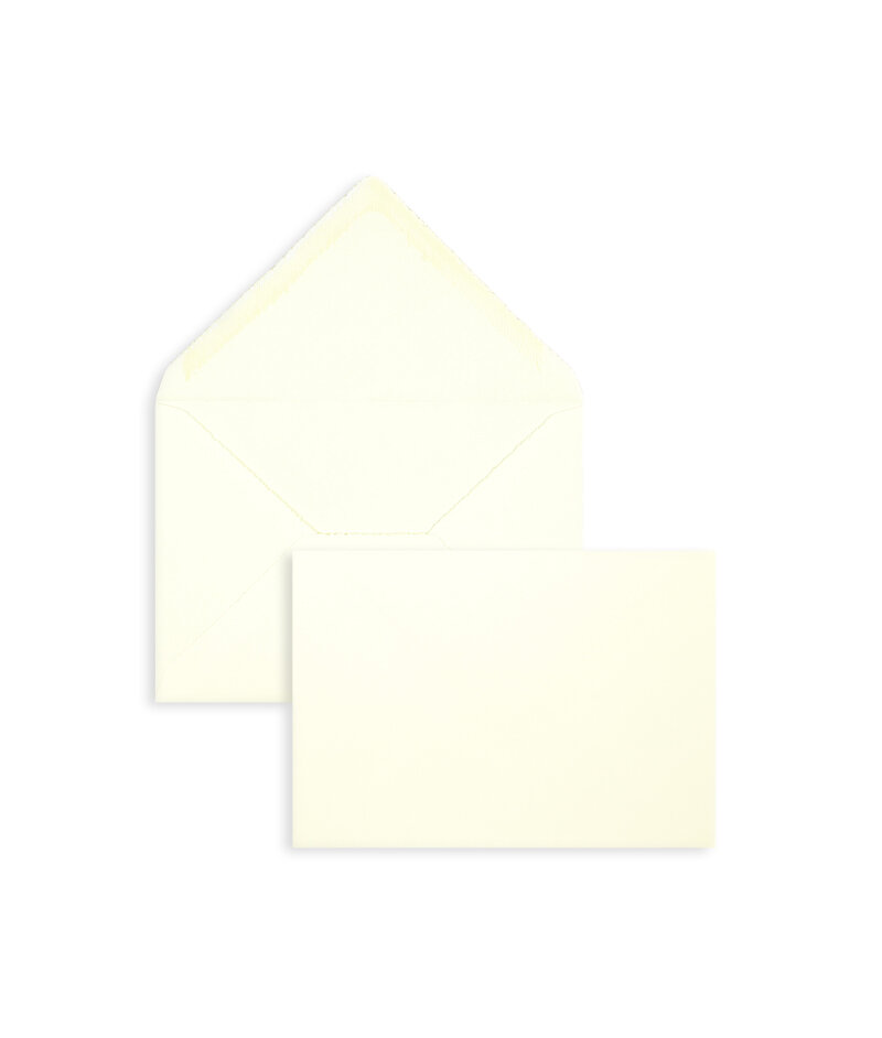 enveloppes colorées crème 114 x 162 mm (c6) | 120 g/m² bord frangeux | sans fenêtre | fermeture gommée | rabat pointu | 100 pièces