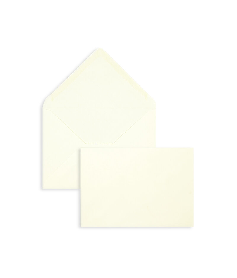 enveloppes colorées crème (crème côtelé) 114 x 162 mm (c6) | 100 g/m² bord frangeux | sans fenêtre | fermeture gommée | rabat pointu | 100 pièces