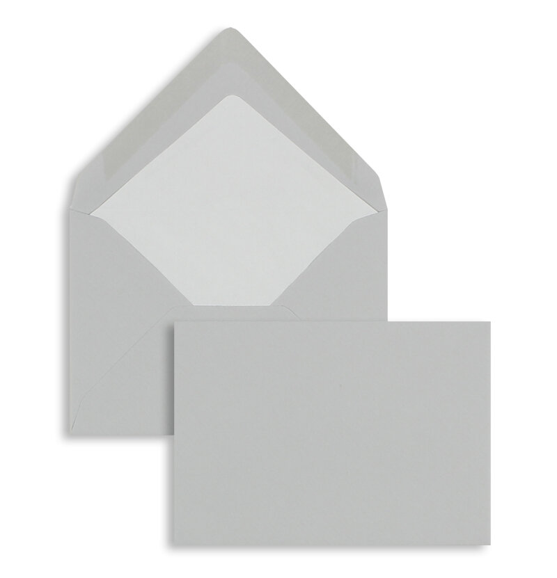 enveloppes colorées gris (gris glacé) 114 x 162 mm (c6) | 100 g/m² côtelé (paperado) | sans fenêtre | fermeture gommée | rabat pointu | 100 pièces