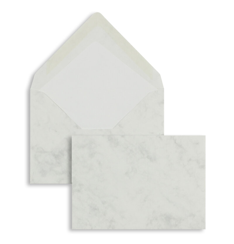 enveloppes colorées gris (gris marbré) 114 x 162 mm (c6) | 100 g/m² offset (paperado) | sans fenêtre | fermeture gommée | rabat pointu | 100 pièces