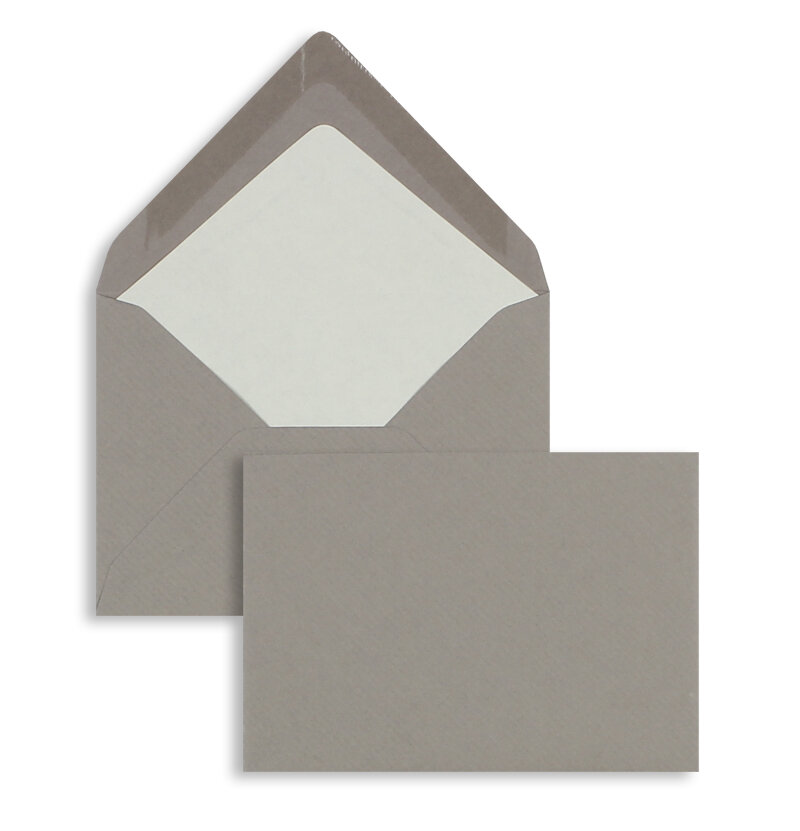 enveloppes colorées gris (gris taupe) 114 x 162 mm (c6) | 100 g/m² côtelé (paperado) | sans fenêtre | fermeture gommée | rabat pointu | 100 pièces