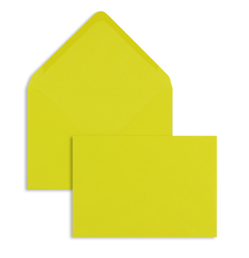 enveloppes colorées jaune 114 x 162 mm (c6) | 100 g/m² offset | sans fenêtre | fermeture gommée | rabat pointu | 100 pièces