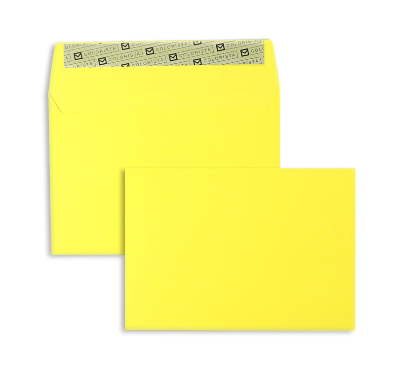 enveloppes colorées jaune 114 x 162 mm (c6) | 120 g/qm colorista | sans fenêtre | fermeture adhésive | rabat droit | 100 pièces
