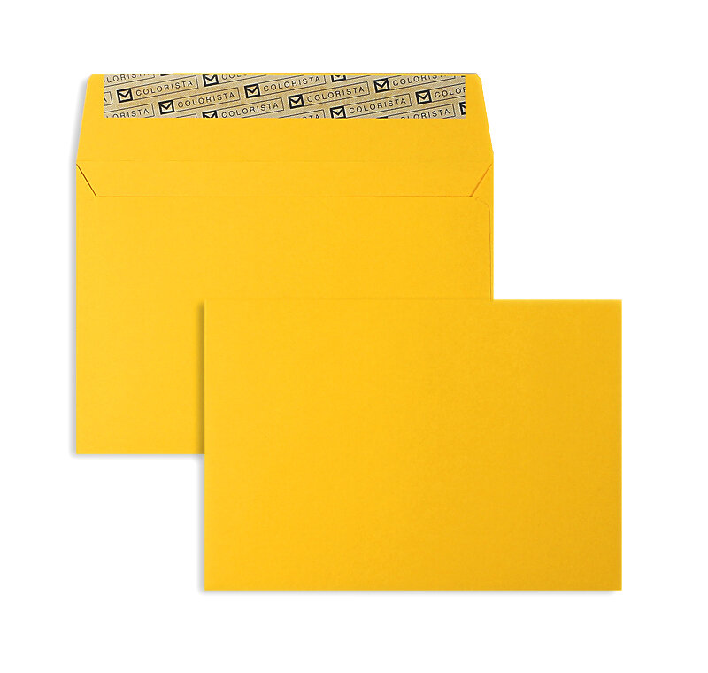 enveloppes colorées jaune (jaune d'or) 114 x 162 mm (c6) | 120 g/qm colorista | sans fenêtre | fermeture adhésive | rabat droit | 100 pièces