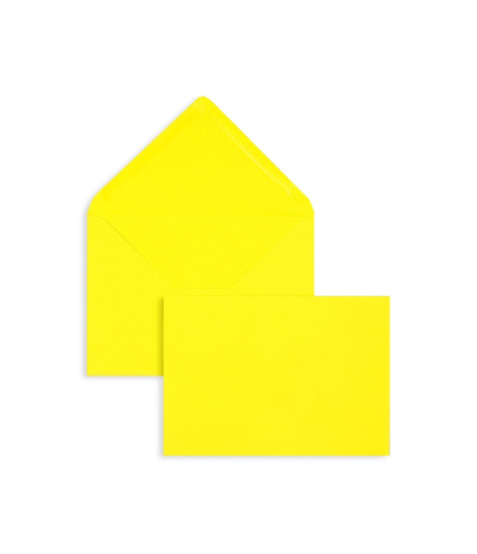 enveloppes colorées jaune (jaune de soleil) 114 x 162 mm (c6) | 120 g/m² velin | sans fenêtre | fermeture gommée | rabat pointu | 100 pièces
