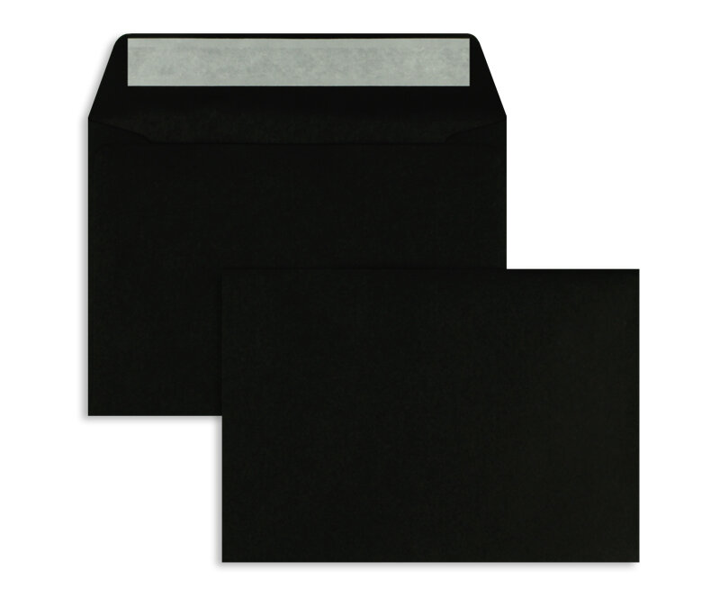 enveloppes colorées noir 114 x 162 mm (c6) | 100 g/m² offset | sans fenêtre | fermeture adhésive | rabat droit | 100 pièces