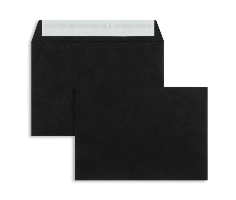 enveloppes colorées noir 114 x 162 mm (c6) | 120 g/m² offset | sans fenêtre | fermeture adhésive | rabat droit | 100 pièces