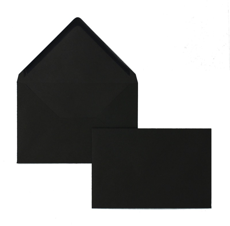 enveloppes colorées noir 114 x 162 mm (c6) | 120 g/m² velin | sans fenêtre | fermeture gommée | rabat pointu | 100 pièces