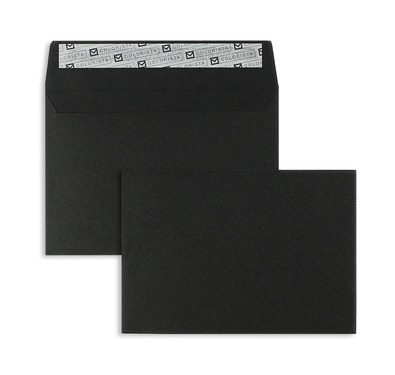 enveloppes colorées noir 114 x 162 mm (c6) | 130 g/qm colorista | sans fenêtre | fermeture adhésive | rabat droit | 100 pièces
