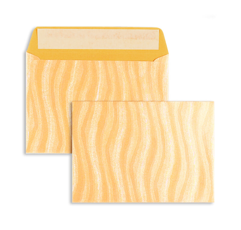 enveloppes colorées orange (vague orange) 114 x 162 mm (c6) | 110 g/m² brillant | sans fenêtre | fermeture adhésive | rabat droit | 100 pièces