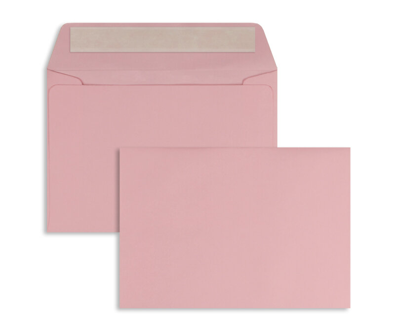 enveloppes colorées rose 114 x 162 mm (c6) | 100 g/m² offset | sans fenêtre | fermeture adhésive | rabat droit | 100 pièces