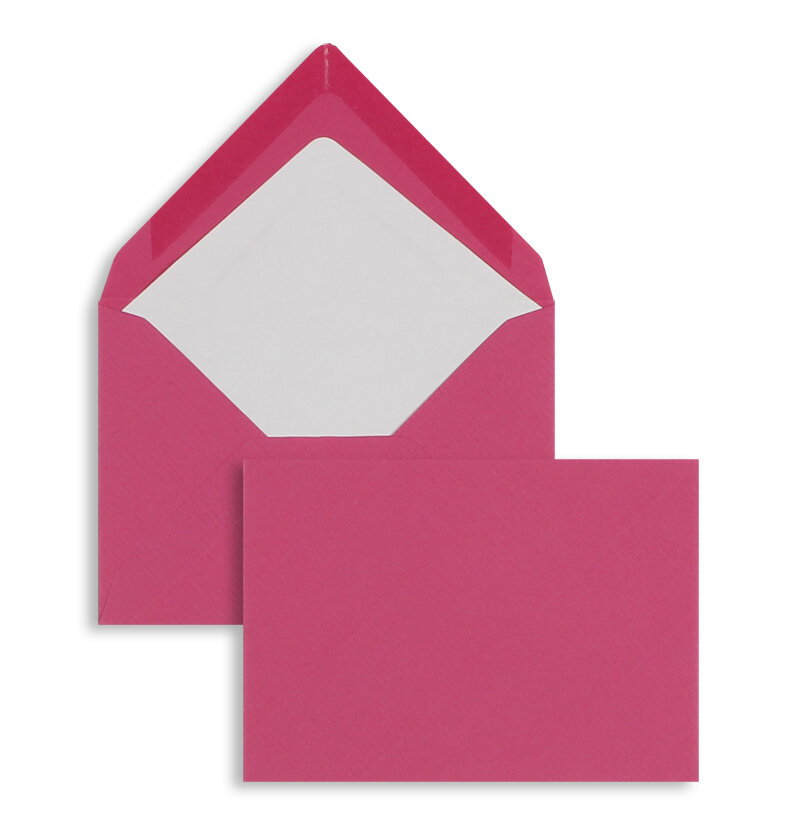 enveloppes colorées rose (rose fuchsia) 114 x 162 mm (c6) | 100 g/m² côtelé (paperado) | sans fenêtre | fermeture gommée | rabat pointu | 100 pièces