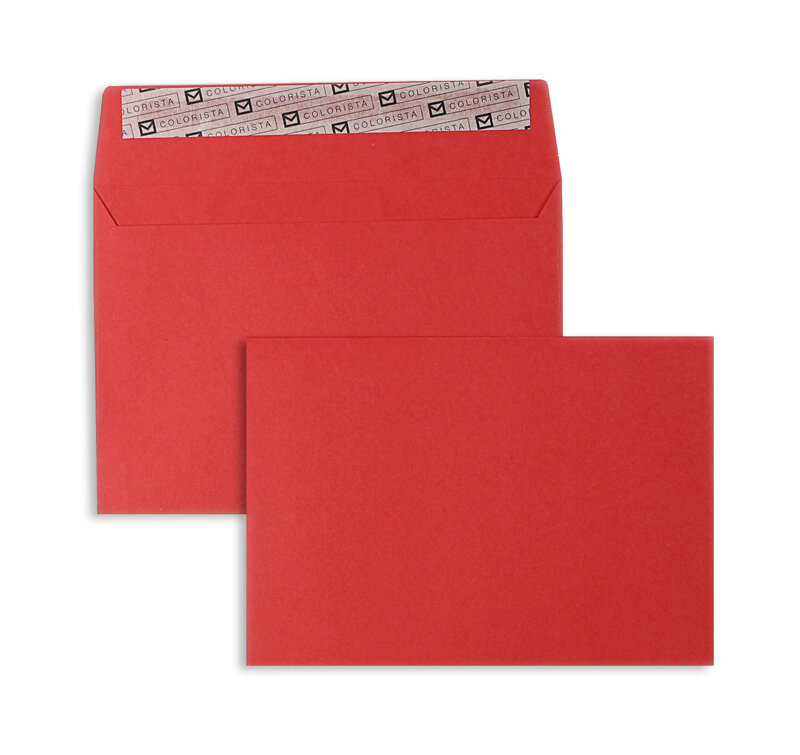 enveloppes colorées rouge 114 x 162 mm (c6) | 130 g/qm colorista | sans fenêtre | fermeture adhésive | rabat droit | 100 pièces