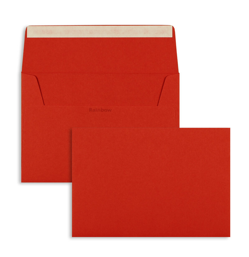 enveloppes colorées rouge (rouge intense) 114 x 162 mm (c6) | 120 g/m² rainbow | sans fenêtre | fermeture adhésive | rabat droit | 250 pièces