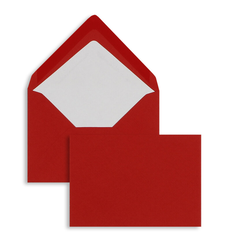 enveloppes colorées rouge (rouge tomate) 114 x 162 mm (c6) | 100 g/m² côtelé (paperado) | sans fenêtre | fermeture gommée | rabat pointu | 100 pièces