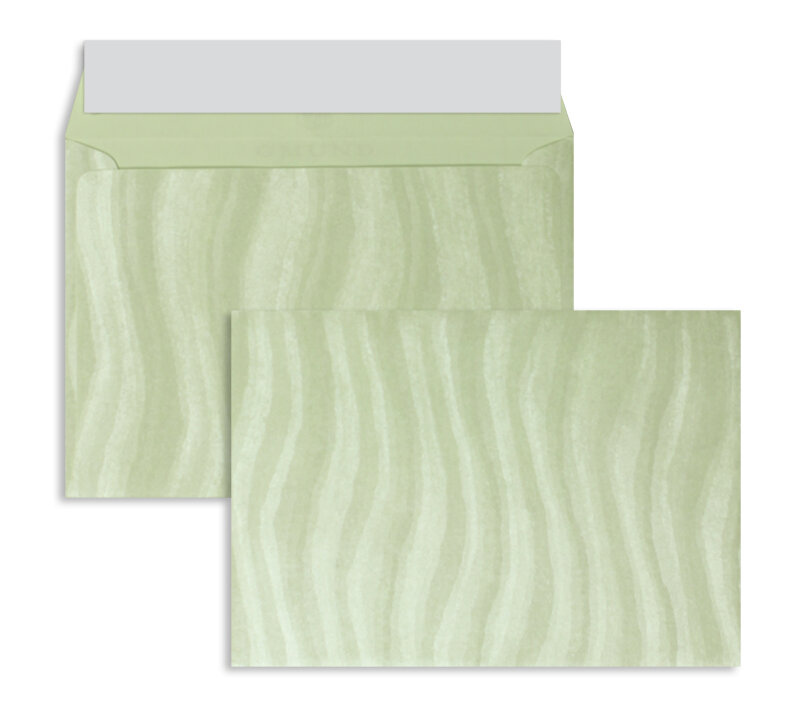enveloppes colorées vert (vague menthe) 114 x 162 mm (c6) | 110 g/m² brillant | sans fenêtre | fermeture adhésive | rabat droit | 100 pièces