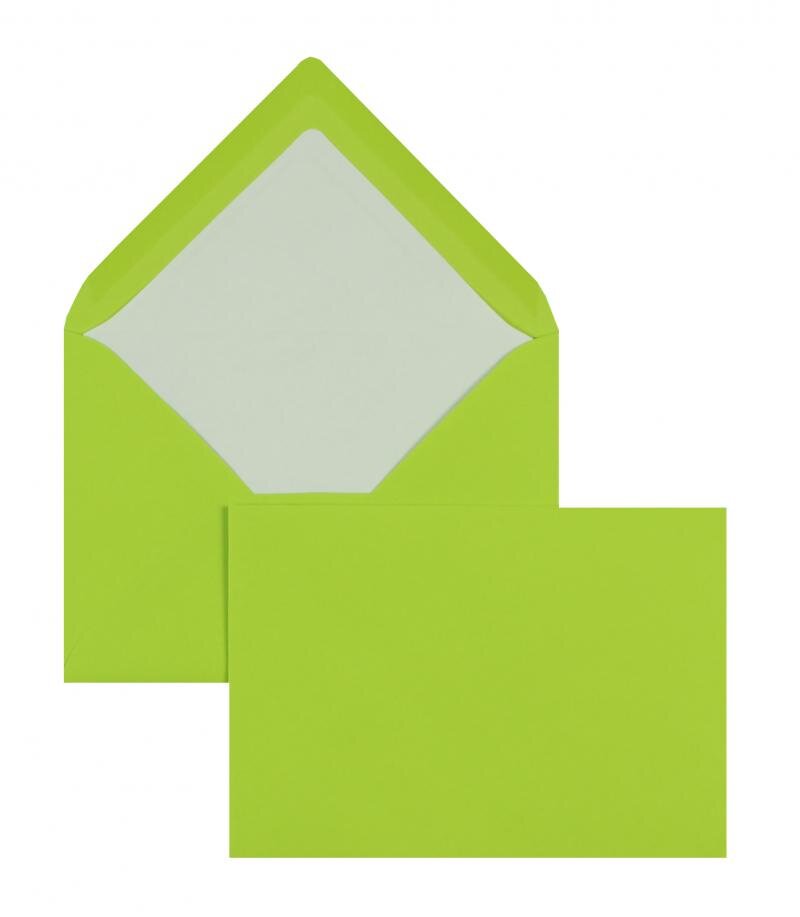 enveloppes colorées vert (vert de mai) 114 x 162 mm (c6) | 100 g/m² côtelé (paperado) | sans fenêtre | fermeture gommée | rabat pointu | 100 pièces