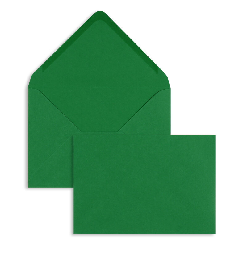 enveloppes colorées vert (vert foncé) 114 x 162 mm (c6) | 120 g/m² offset | sans fenêtre | fermeture gommée | rabat pointu | 100 pièces