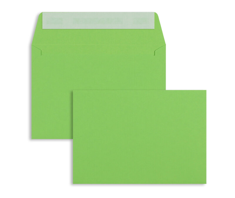 enveloppes colorées vert (vert intense) 114 x 162 mm (c6) | 120 g/m² offset | sans fenêtre | fermeture adhésive | rabat droit | 100 pièces