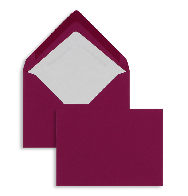 enveloppes colorées violet (amarena) 114 x 162 mm (c6) | 100 g/m² côtelé (paperado) | sans fenêtre | fermeture gommée | rabat pointu | 100 pièces