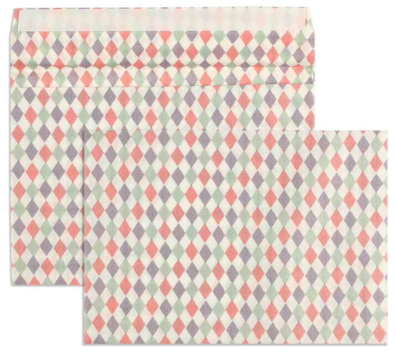 enveloppes textiles blanc (motif en carreau) 114 x 162 mm (c6) | 115 g/qm coton | sans fenêtre | fermeture adhésive | rabat droit | 5 pièces