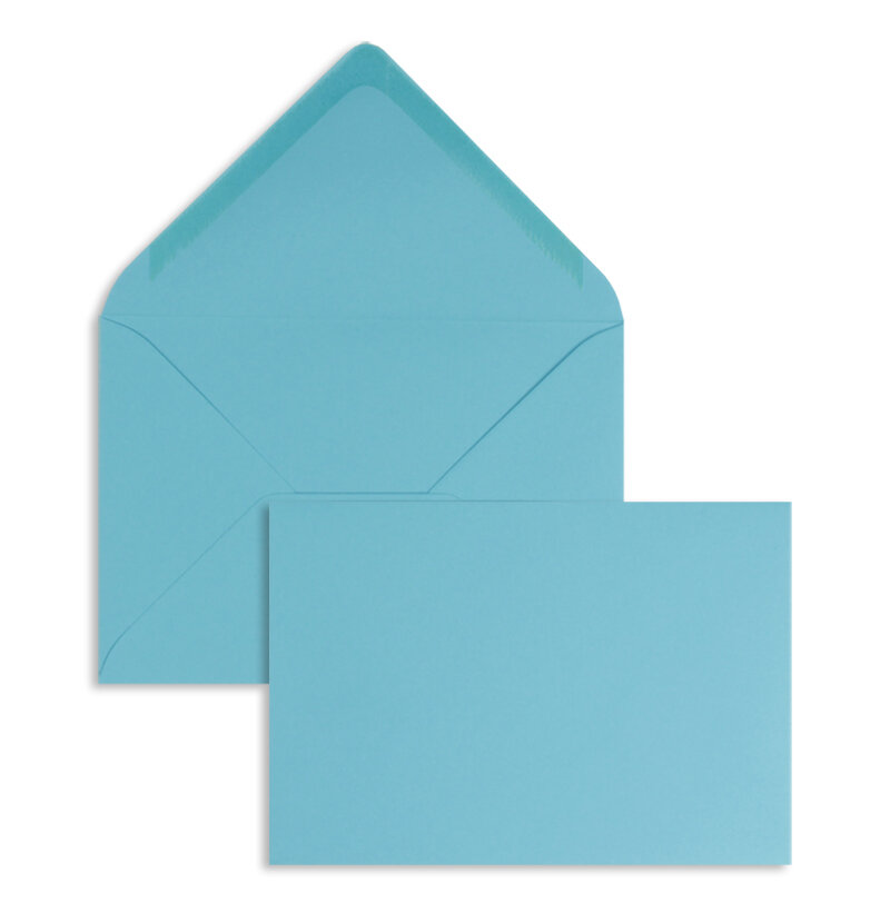enveloppes colorées bleu (turquoise caraïbe) 81 x 114 mm (c7) | 120 g/m² offset | sans fenêtre | fermeture gommée | rabat pointu | 100 pièces