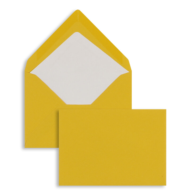 enveloppes colorées jaune (ocre jaune) 81 x 114 mm (c7) | 100 g/m² côtelé (paperado) | sans fenêtre | fermeture gommée | rabat pointu | 100 pièces