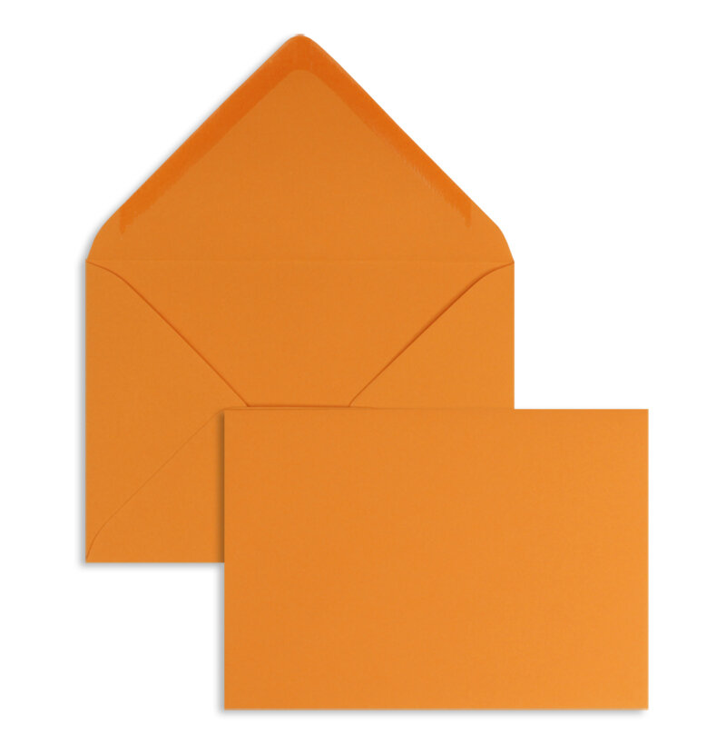 enveloppes colorées orange (orange clair) 81 x 114 mm (c7) | 120 g/m² offset | sans fenêtre | fermeture gommée | rabat pointu | 100 pièces