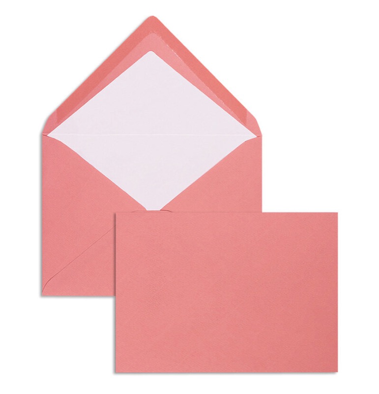 enveloppes colorées rose (corail) 81 x 114 mm (c7) | 100 g/qm côtelé (paperado) | sans fenêtre | fermeture gommée | rabat pointu | 100 pièces