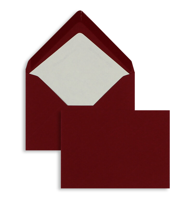 enveloppes colorées rouge (rosso) 81 x 114 mm (c7) | 100 g/m² côtelé (paperado) | sans fenêtre | fermeture gommée | rabat pointu | 100 pièces
