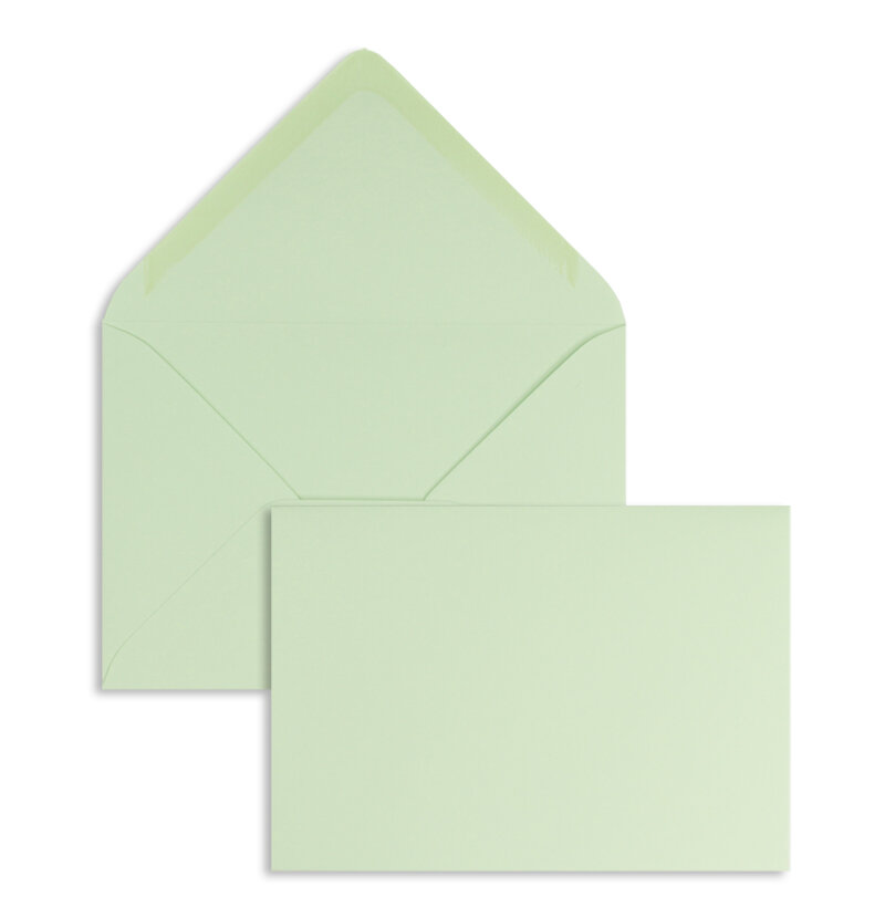 enveloppes colorées vert (menthe) 81 x 114 mm (c7) | 120 g/m² offset | sans fenêtre | fermeture gommée | rabat pointu | 100 pièces