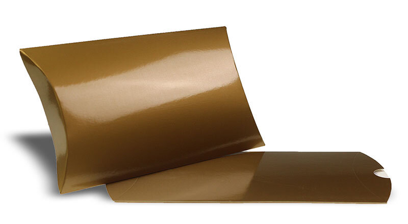 boîtes cadeau oreiller colorées doré 162 x 229 x 35 mm (din c5) | 350 g/qm carton compact brillant | sans fenêtre | fermeture adhésive | rabat droit | 25 pièces