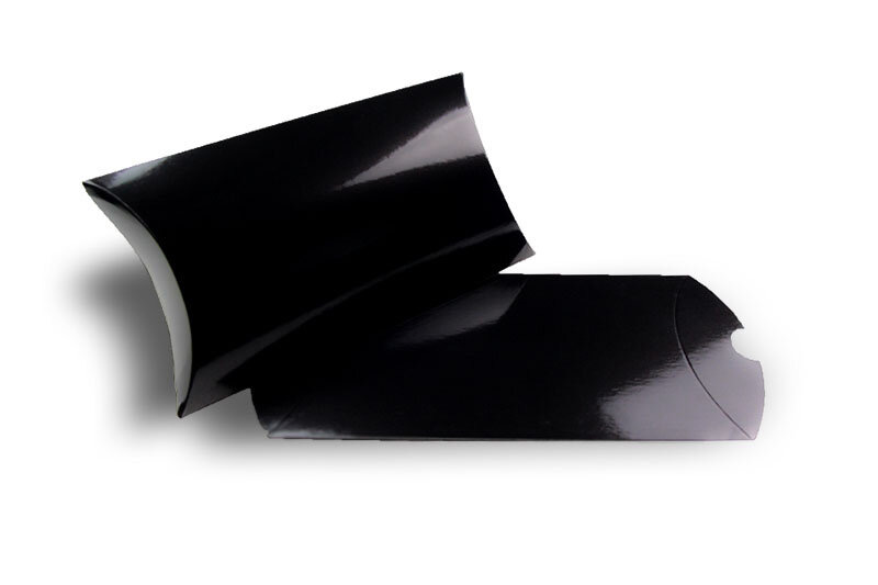 boîtes cadeau oreiller colorées noir 162 x 229 x 35 mm (din c5) | 350 g/qm carton compact brillant | sans fenêtre | fermeture adhésive | rabat droit | 25 pièces
