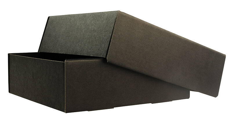 boîtes pliantes télestopiques colorées noir 215 x 210 x 50 mm | carton ondulé | sans fenêtre | pas de fermeture | pas de rabat | 20 pièces