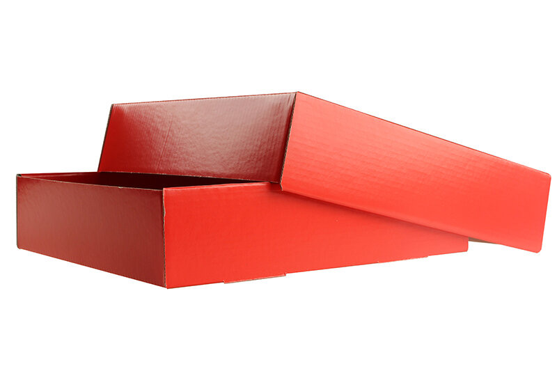 boîtes pliantes télestopiques colorées rouge 215 x 210 x 50 mm | carton ondulé | sans fenêtre | pas de fermeture | pas de rabat | 20 pièces