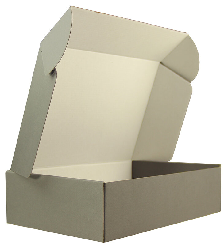 cartons pliants colorées gris (gris foncé) 180 x 265 x 70 mm | carton ondulé | sans fenêtre | fermeture à patte rentrante | pas de rabat | 35 pièces