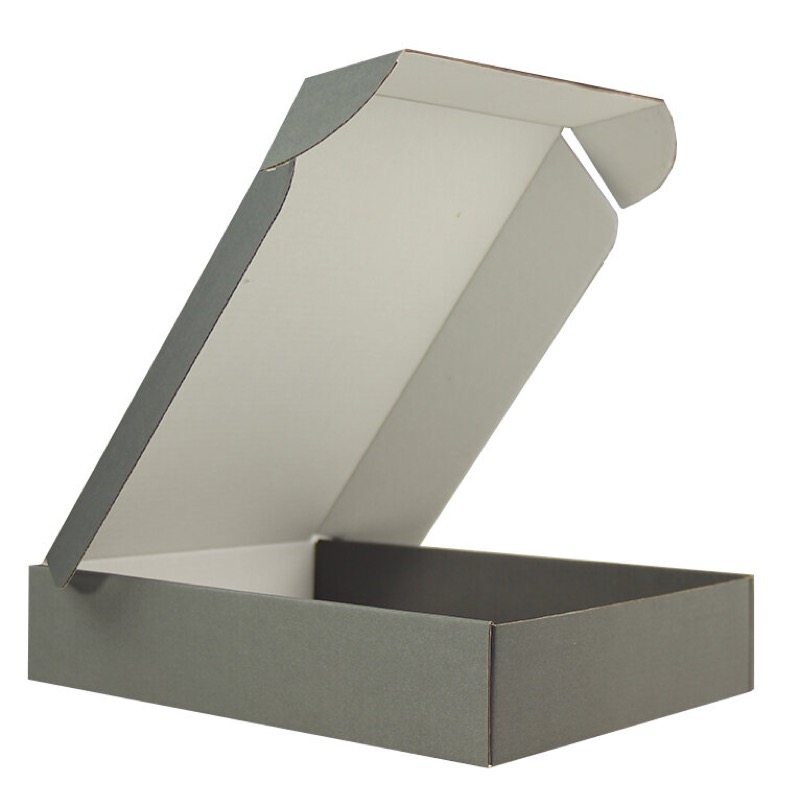 cartons pliants colorées gris (gris foncé) 215 x 155 x 45 mm | carton ondulé | sans fenêtre | fermeture à patte rentrante | pas de rabat | 35 pièces