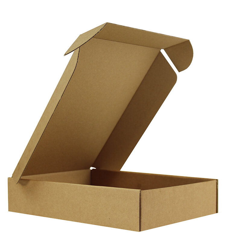 cartons pliants colorées marron (blanc nature) 215 x 155 x 45 mm | carton ondulé | sans fenêtre | fermeture à patte rentrante | pas de rabat | 35 pièces