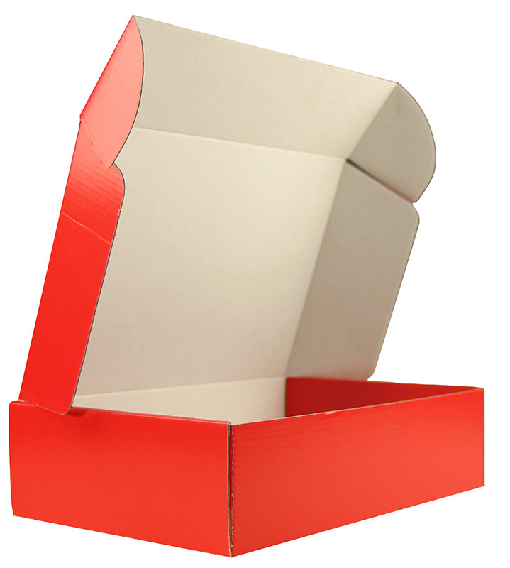 cartons pliants colorées rouge 180 x 265 x 70 mm | carton ondulé | sans fenêtre | fermeture à patte rentrante | pas de rabat | 35 pièces