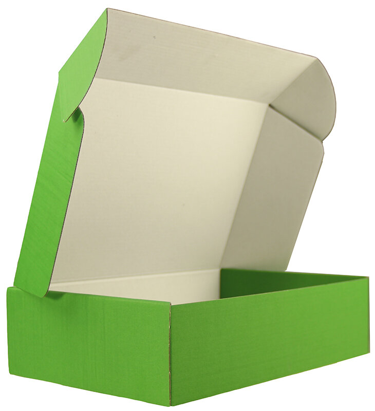 cartons pliants colorées vert 180 x 265 x 70 mm | carton ondulé | sans fenêtre | fermeture à patte rentrante | pas de rabat | 35 pièces